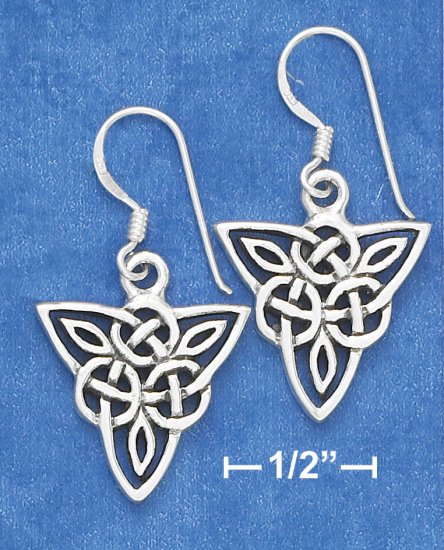 SILVER TRIANGULAR CELTIC SCROLLED DESIGN EARRINGS