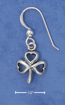 STERLING SILVER SHAMROCK EARRINGS ON FRENCH WIRES