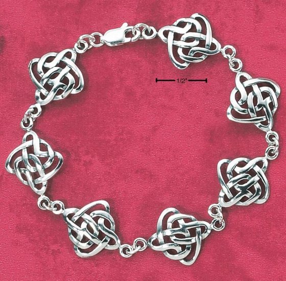 STERLING SILVER 7" CELTIC HELIX SEVEN LINK BRACELET