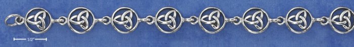 STERLING SILVER 7" TRINITY KNOT LINK BRACELET