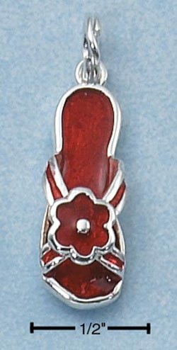 ENAMEL SANDAL W/ A RED ENAMEL FLOWER CHARM