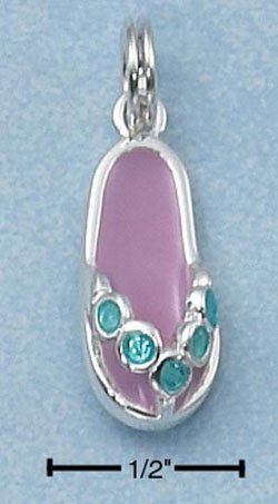 STERLING SILVER PINK ENAMEL SANDAL CHARM