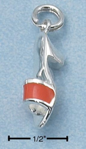 ORANGE ENAMEL SINGLE STRAP HIGH HEEL SHOE CHARM