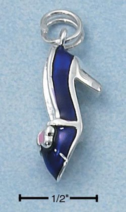STERLING SILVER PUPRLE ENAMEL HIGH HEEL SHOE CHARM