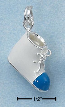 ENAMEL 3D BOYS WHITE BABY SHOE WITH BLUE TOE