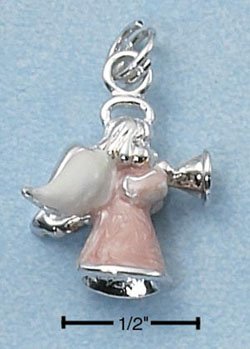 STERLING SILVER ENAMEL 3D HORN BLOWING ANGEL CHARM