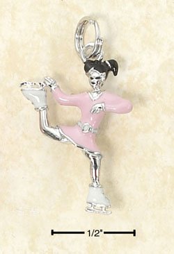 STERLING SILVER 3D ENAMEL ICE SKATER CHARM