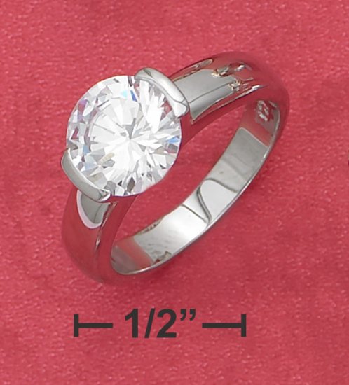 STERLING SILVER TENSION SET 2.75CT RND CZ ENGAGEMENT RING
