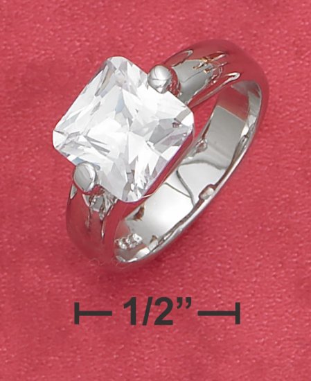 STERLING SILVER TENSION SET 2.75CT SQUARE CZ ENGAGEMENT RING