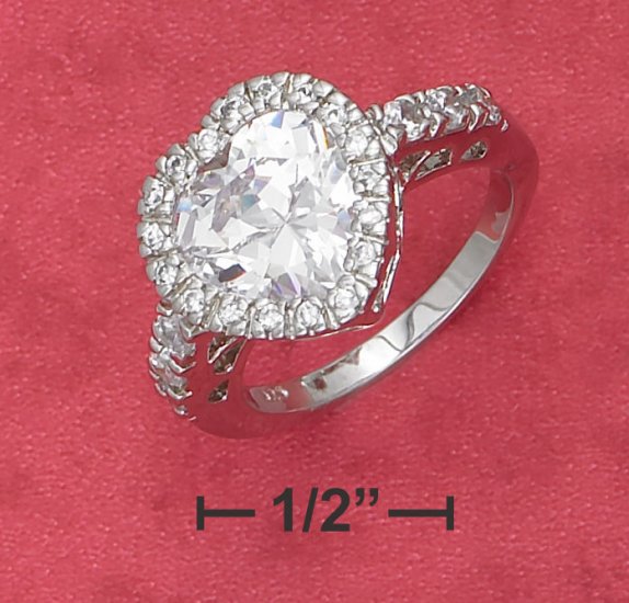 STERLING SILVER 3CT CZ HEART SOLATAIRE ENGAGEMENT RING