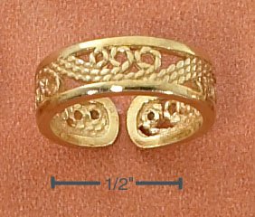 STERLING SILVER VERMEIL OPEN FANCY WEAVE TOE RING
