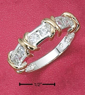 STERLING SILVER /14k GOLD TWO TONE 14K X CZ RING