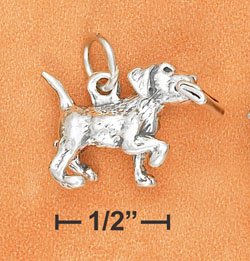 STERLING SILVER ANTIQUED 3D PUPPY WITH PAPER CHARM