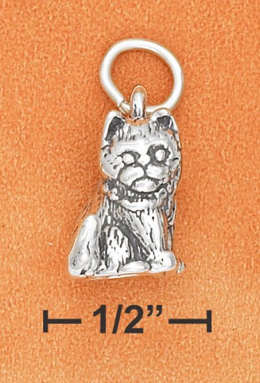 STERLING SILVER 3D ANTIQUED SITTING KITTEN CHARM