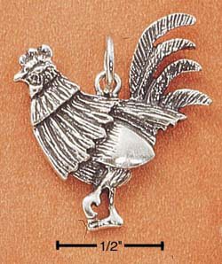 STERLING SILVER ANTIQUED ROOSTER CHARM