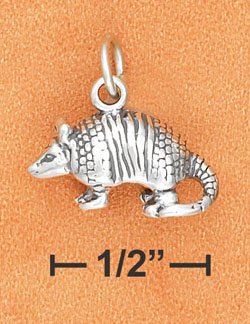 STERLING SILVER ANTIQUED 3D ARMADILLO CHARM