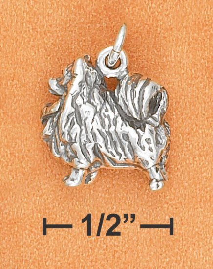 STERLING SILVER 3D ANTIQUED POMERANIAN CHARM