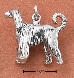 STERLING SILVER 3-D AFGHAN HOUND (KASHA) CHARM