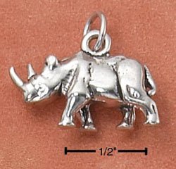 STERLING SILVER 3D RHINOCEROUS CHARM