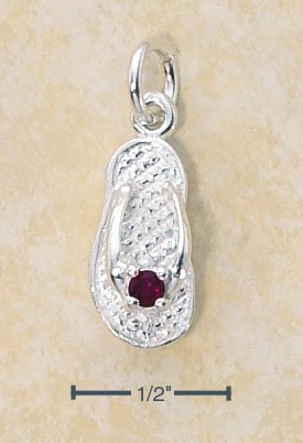 STERLING SILVER JANUARY CZ BIRTHSTONE FLIP FLOP CHARM