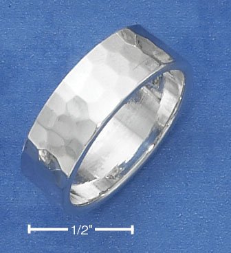 STERLING SILVER 7MM HAMMERED BAND