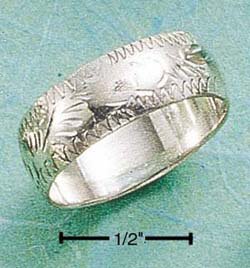 STERLING SILVER 6MM SCROLLED WEDDING BAND