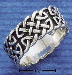 STERLING SILVER MENS FANCY CELTIC BAND RING