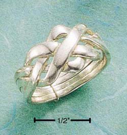 STERLING SILVER FOUR BAND WIDE PUZZLE RING