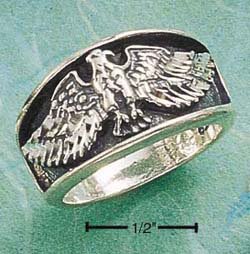 STERLING SILVER ANTIQUED MENS FLYING EAGLE BAND