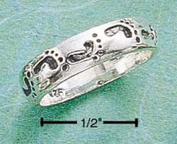 STERLING SILVER NARROW BAND W/ FOOTPRINTS