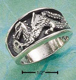 STERLING SILVER INSET DC DRAGON BAND