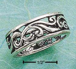 STERLING SILVER ANTIQUED CUTOUT SWOOSHES BAND