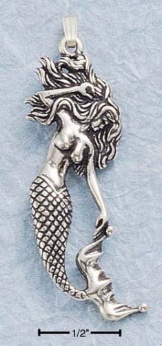 STERLING SILVER ANTIQUED MERMAID CHARM