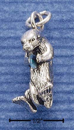 STERLING SILVER SEA OTTER W/ OPAL CHARM