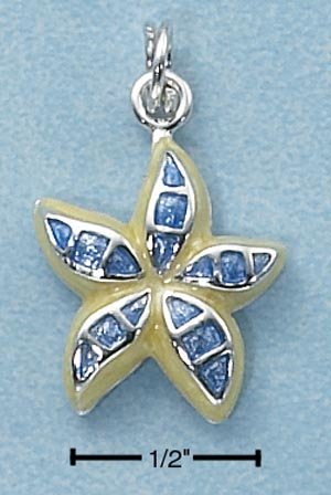 STERLING SILVER ENAMEL BLUE /YELLOW STARFISH CHARM
