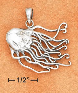 STERLING SILVER JELLYFISH CHARM (1.25")