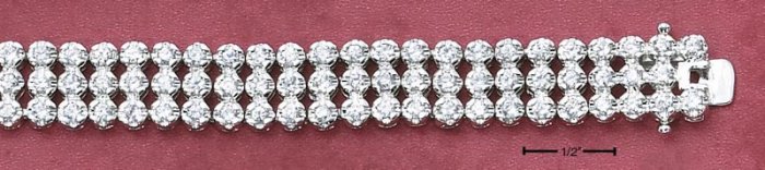 STERLING SILVER 7" 3 ROW ROUND CZ TENNIS BRACELET