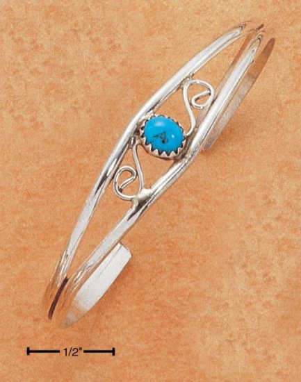 STERLING SILVER TURQUOISE OPEN WIRE CUFF / S DESIGN