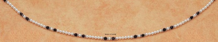 STERLING SILVER 7" FACETED ONYX BRACELET