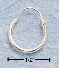STERLING SILVER 12MM TUBULAR HOOP WITH "U" WIRE EARRINGS