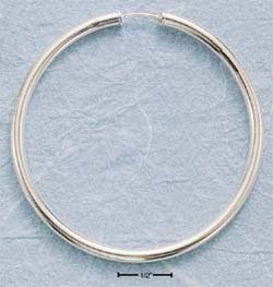 STERLING SILVER 62MM ENDLESS, 3MM ROUND STOCK HOOP EARRINGS