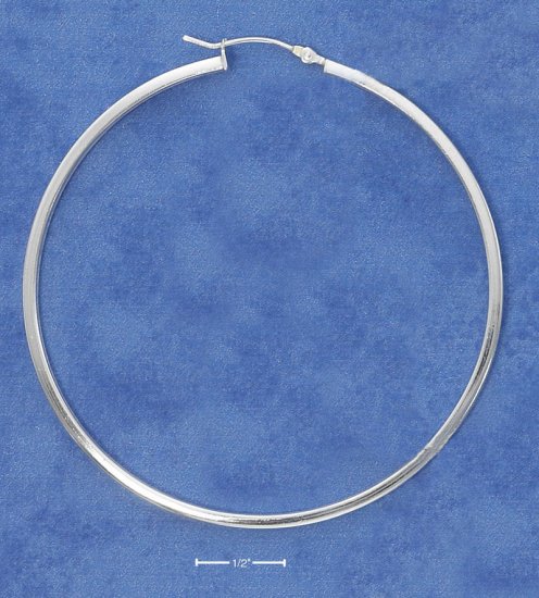 STERLING SILVER 60MM LIGHTWEIGHT SQUARED HOOPS
