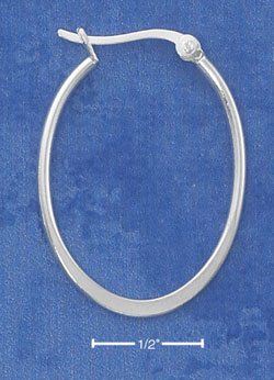 SILVER 22MM X 30MM TUBULAR OVAL HOOPS W/ FLATTENED BOTTOMS & FRENCH LOCKS