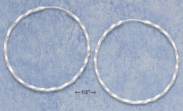 STERLING SILVER HP 2" TWISTED TUBULAR HOOP WITH ENDLESS CLOSURE