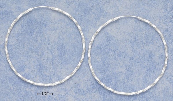 STERLING SILVER HP 2 1/2" TWISTED TUBULAR HOOP W/ ENDLESS CLOSURE