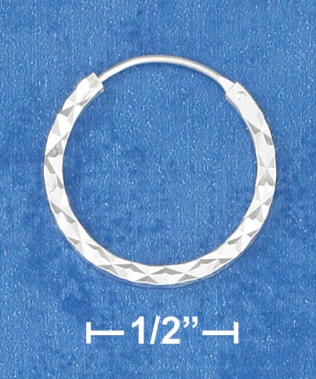 STERLING SILVER HP 3/4" SQ LASER CUT ENDLESS HOOP EARRINGS