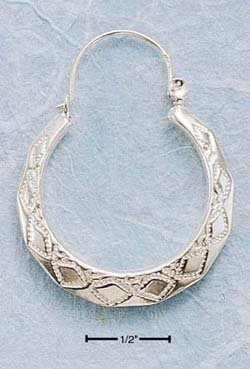 STERLING SILVER 35MM LARGE ETCHED HOOP EARRINGS