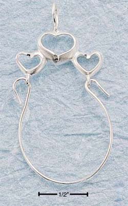 STERLING SILVER TRIPLE OPEN HEART CHARMHOLDER