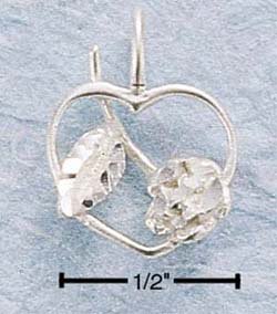 STERLING SILVER DC OPEN HEART W/ FULL ROSE CHARM