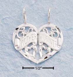 STERLING SILVER TWO PIECE MOTHER/DAUGHTER HEART CHARM